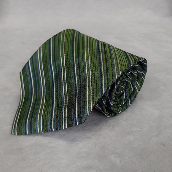 DKNY Men's Tie Diagonal Stripes Wide Green 57.5 In - Picture 2 of 6